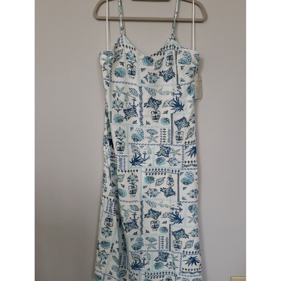 Japna Dresses & Skirts - Goa Beachwear By Japna Tank Slip Dress Womens M A Line Linen Blend Print Maxi